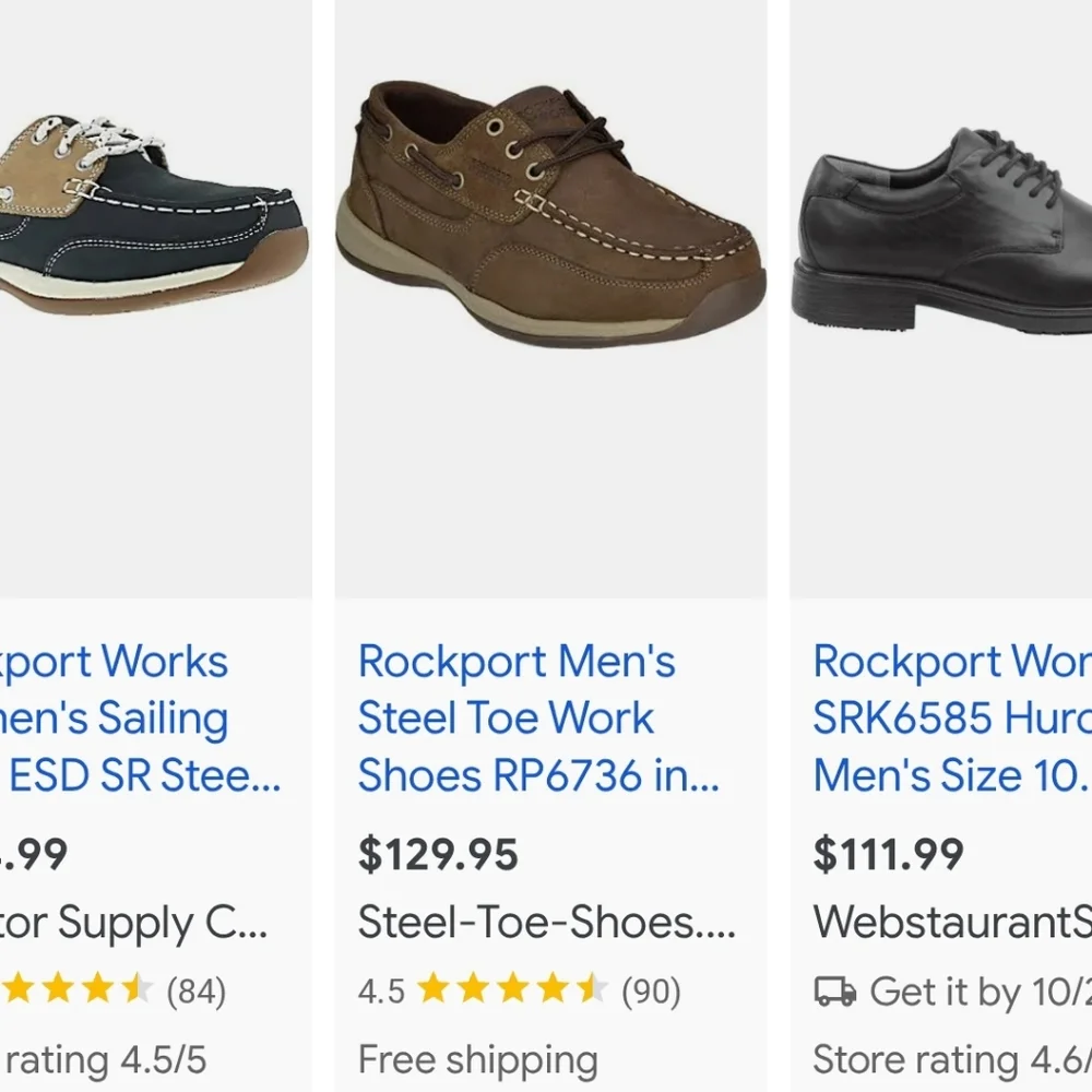 Rockport Works Steel Toe Brown Leather Men's Boat Shoes 10.5W